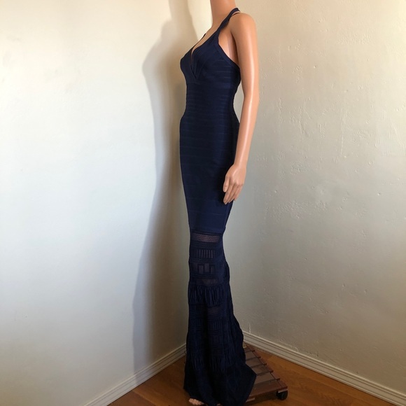 Herve Leger L Navy Blue Bandage Dress - Picture 6 of 11